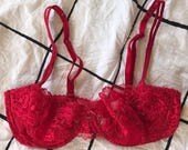 Vintage Red Lace Victoria's Secret Balconette Bra/bralette