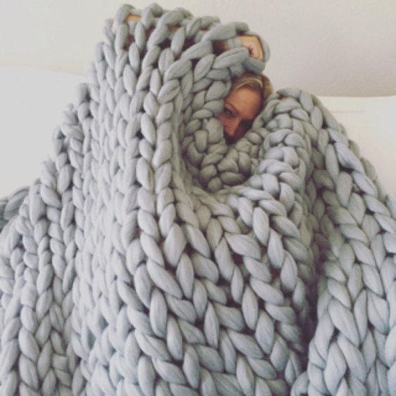chunky wool knit blanket