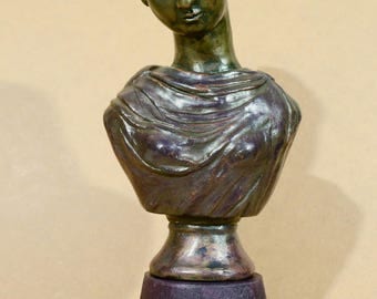 Purple figurative sculpture and brass "Athenian" - unique