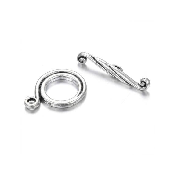 Anti-silver Color Plated Charm Toggle Clasps Round Size 18