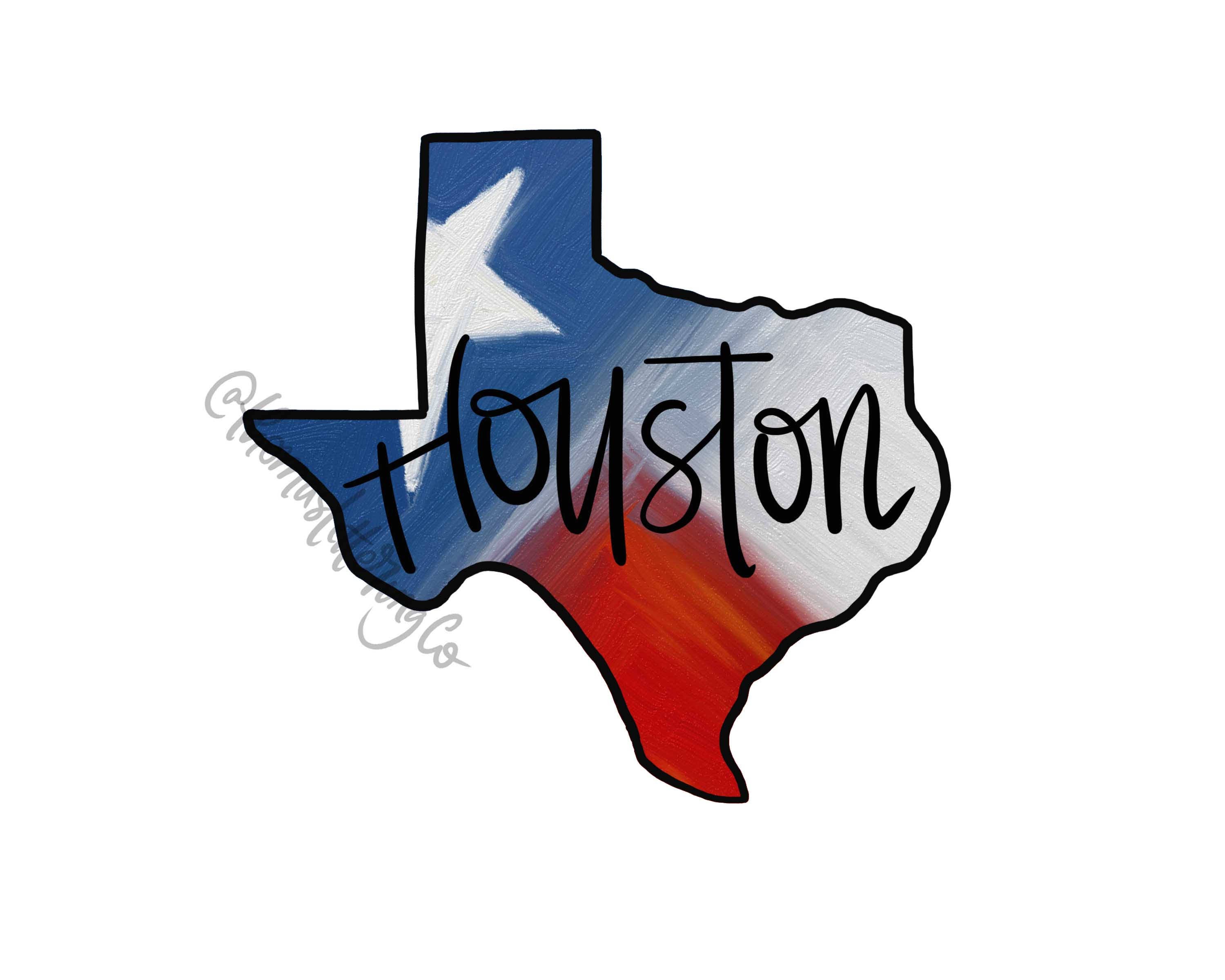 DIGITAL Houston Texas State Flag 8x10 Printable Wall Art Red