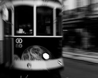 The tram in the street of Lisbon, Portugal, Lisbon.