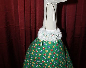 Large Concrete goose dress with lace trim and bonnet - Angel print fabric