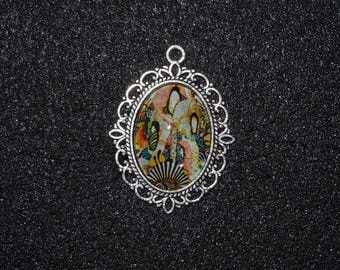 Multicolor Floral Silver Pendant