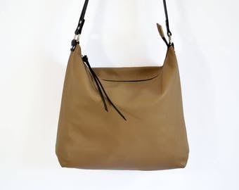 LEATHER HOBO BAG, Women Leather Handbag, Beige Hobo Crossbody Bag, Soft Leather Bag, Leather Purse, Sac Bag - Barcelona Bag -