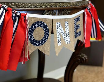 Nautical Birthday / Anchor Bannner / 1st Birthday Banner / One Banner / Nautical banner / Boy First Birthday / Summer Birthday Party