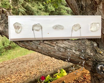 Necklace hanger, stone necklace holder, jewelry hanger, reclaimed wood necklace hanger, stone necklace organizer, necklace organizer