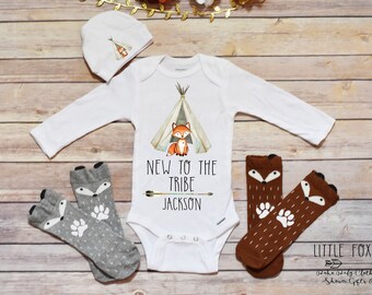 Newborn Take Home Outfit, Baby Boy Clothes, Baby Shower Gift, Fox Onesie®, Baby Onesie®, Fox Shirt, Personalized Baby Boy Gift, Boho Baby
