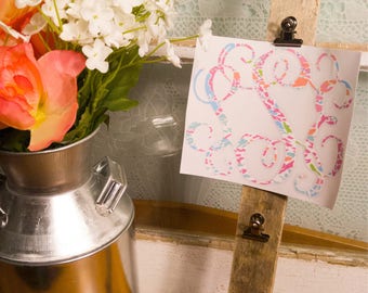Lilly Pulitzer monogram decal monogram vine monogram decal circle monogram lilly Pulitzer printed vinyl decal
