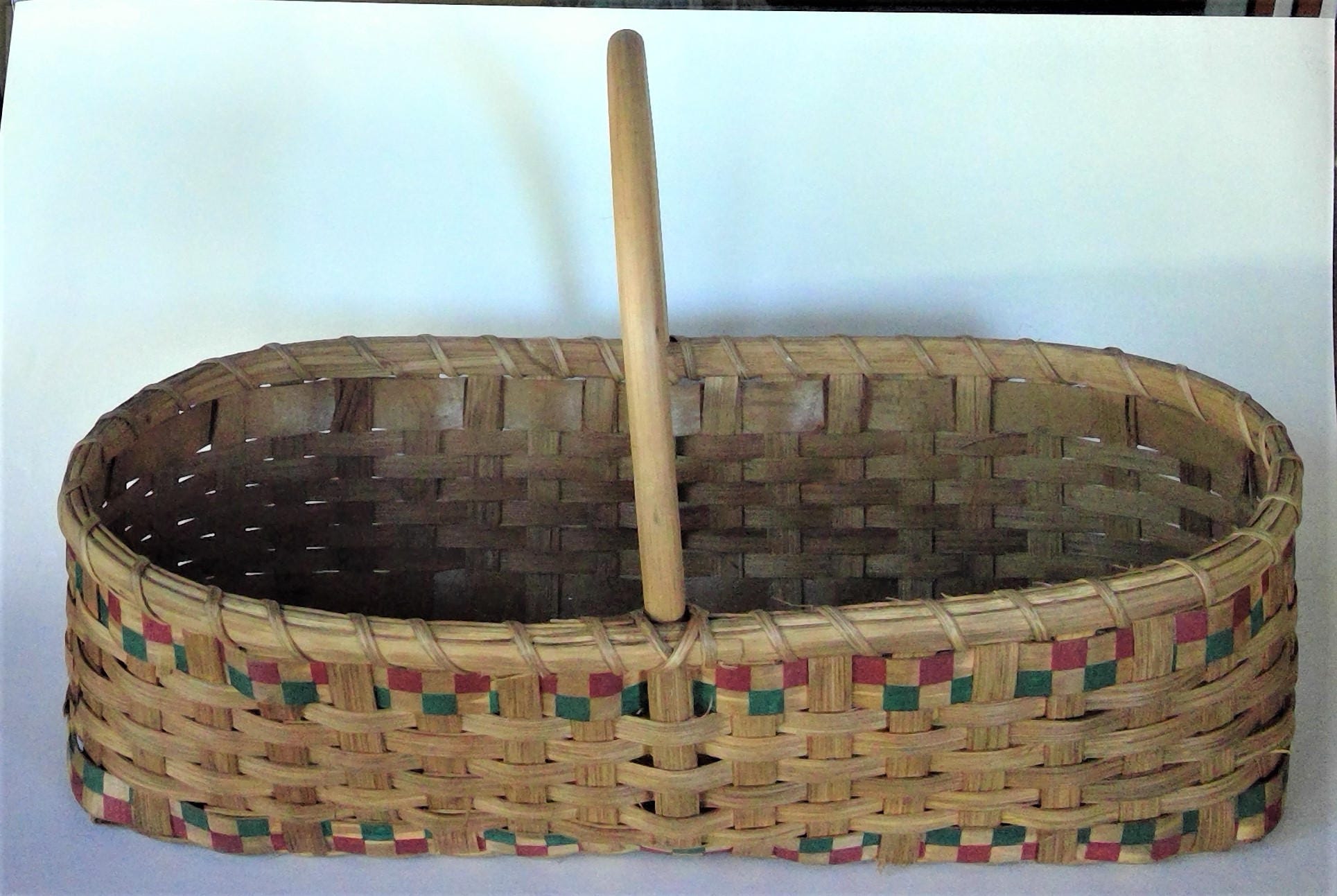Vintage Christmas Basket Wicker Bread Basket