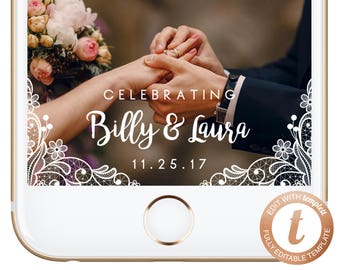 INSTANT DOWNLOAD Snapchat Filter Wedding, White Lace Snapchat Geofilter, Wedding Geofilter, Vintage Snapchat Wedding, Templett, PDF04