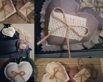 Country Chic White and Taupe hearts duo