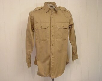 Vintage 1980s German army olive blouse military shirt khaki