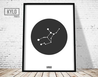 Virgo Print, Constellation Print, Zodiac Poster, Astrology Print, Scandinavian Print, Nursery Wall Art, Virgo Poster, Constellation Art