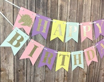 Unicorn Birthday Banner, Unicorn Party, Birthday Decor, Glitter Unicorn, Photo Prop