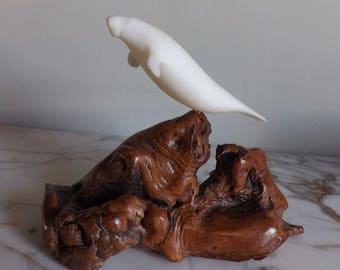 Vintage Signed John Perry Manatee Sculpture