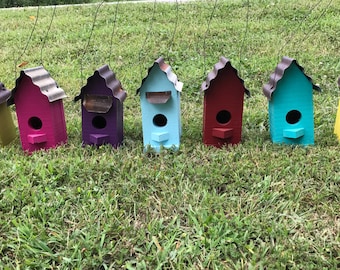 Birdhouse, birdhouses, wooden birdhouse, tin roof birdhouse, yard decor, garden decor, handmade birdhouse, rustic birdhouse
