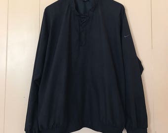 Vintage Nike Men's 90s Clothing 1/2 Zip Side Pockets Black Pullover Windbreaker Jacket Size Large FREE SHIPPING