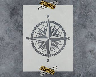 Compass Stencil - Laser Cut Mylar Stencil of Compass