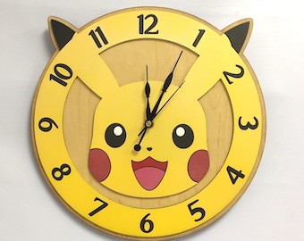 Pikachu Clock - Pokemon Clock - Gifts for Kids - Anime Lover Gift - Handmade Clock