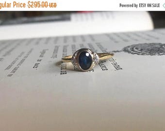 ON SALE Art Deco Sapphire Diamond 18K Gold & Platinum Ring | Art Deco Sapphire Ring | British Sapphire Ring | Vintage Sapphire Ring | Oval S