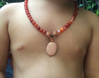 Girl with Jasper & copper necklace