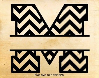 Chevron split monogram svg, Chevron font svg, Split letter, Chevron split font, Monogram alphabet, Files for Silhouette, Files for Cricut