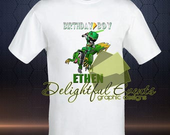 Birthday Boy Dino Charge Green Power Ranger Iron On Transfer T Shirt Design