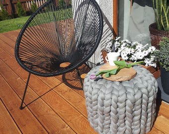 Chunky knitted pouf, knitted pouffe, knitted pouf ottoman, CHUNKY knit pouffe, giant loop pouf, chunky crochet pouf, floor pillow,cushion