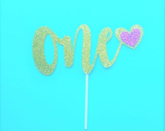 One Cake Topper Gold, One cake topper gold glitter, first birthday girl, 1st birthday cake topper, gold cake topper, glitter cake topper