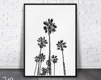 Palm Tree Print, Tropical Print, Black And White Palm, Printable Palm, California Tree Art, Tropical Wall Art, Tropical Decor, Large Poster