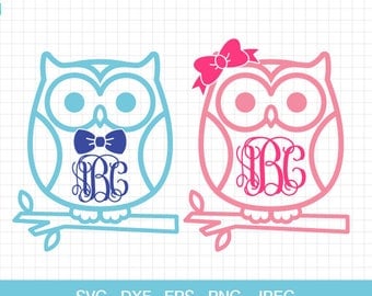 Download Owl monogram svg | Etsy