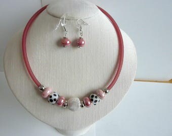 Pink and grey necklace