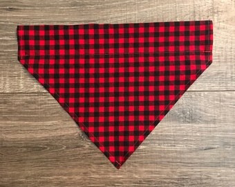 Black / Red Plaid Dog Bandana