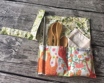 Zero waste lunch box utensils, On the go kit, zero waste kit, lunch time kit, travel utensil case, zero waste silverware set, reusable straw