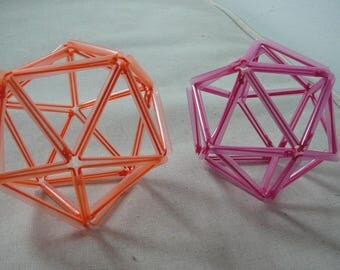 2 decorative mobiles neon color