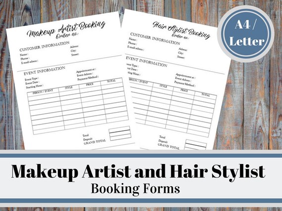 Makeup Artist And Hair Stylist Booking Forms Wedding Makeup