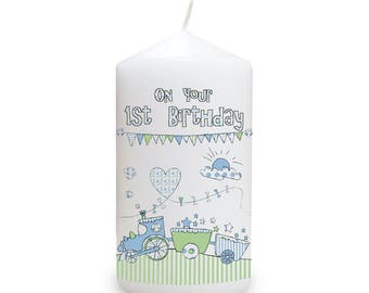 Whimsical Train 1st Birthday Candle Gifts Ideas For First His Her Childrens Kids Babies Babys Boys Girls Presents
