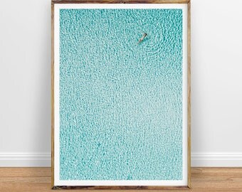 Aerial Beach Photography, Beach Art, People on Beach Print, Coastal Wall Decor, Printable Poster, Digital Print, Digital Download, Water