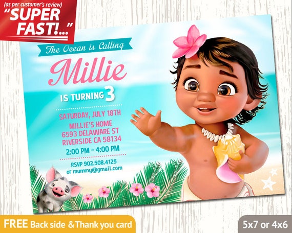 Moana Birthday Invitations Free 4