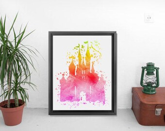 Disney Castle Watercolor Art,Disney Castle Watercolor Print,Disney Castle Watercolor Poster,Disney Castle Watercolor Poster Print