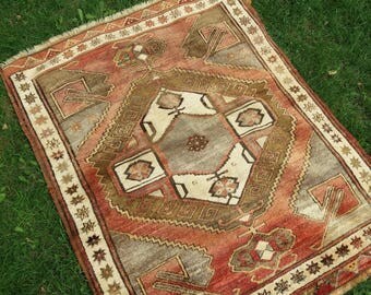 Oushak Rug,Vintage Rug,Turkish Carpet,Area Rug,copper red Colors carpet,Home Living,4'1''x5'1''feet,Boho Rug,HomeDecor, Rugs,Turkish Rug,