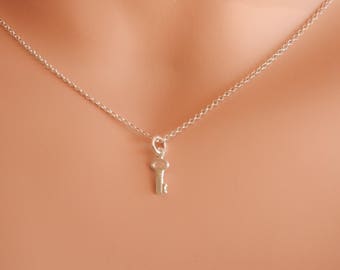 tiny key necklace silver key necklace dainty silver key necklace tiny key charm gold key everyday necklace minimalist necklace delicate key