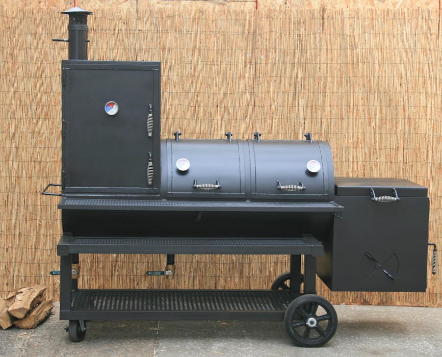 Offset Smoker with Warmer Box Heavy Duty Smoker Texas BBQ