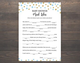 Mad Libs Baby Shower Printable Game Safari Baby Shower Games