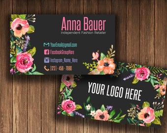 Business Cards , Fashion Consultant Card, Home Office Approved Fonts and Colors, 1-3 business days , Colored Flowers, size card