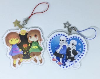 Undertale Keychains: Chara & Frisk / Pacifist Sans / Genocide Sans