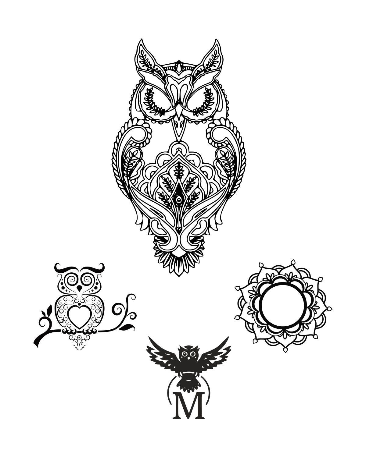 Owl svg Mandala owl svg Zentangle owl svg Mandala SVG Digital