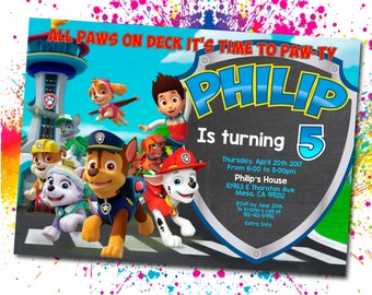 Paw Patrol Invitation, Paw Patrol invites, Paw Patrol Invitation Boy, Paw Patrol Birthday Party, Paw Patrol digital, Paw Patrol, IB 028