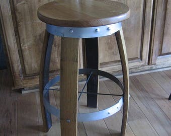 Wine Barrel Bar Stools, Vintage Barrel Furniture, Napa Valley Barrels, Custom Built Stools, Oak Furniture
